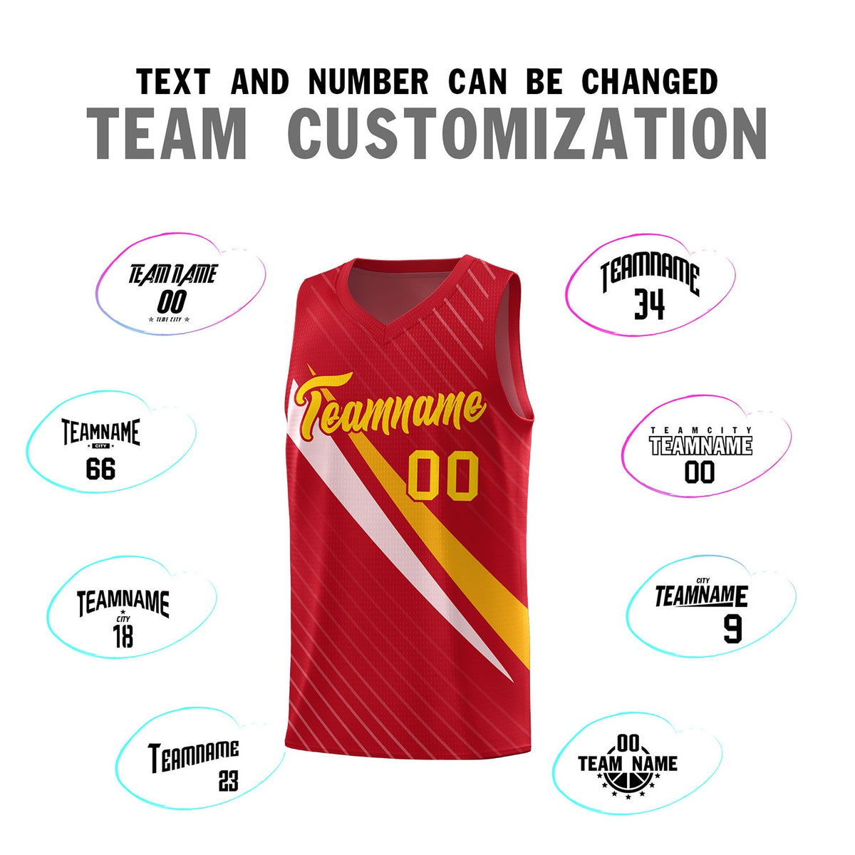 Custom Red Diagonal Pinstripe Pattern Color Block Sports Uniform Basketball Jersey