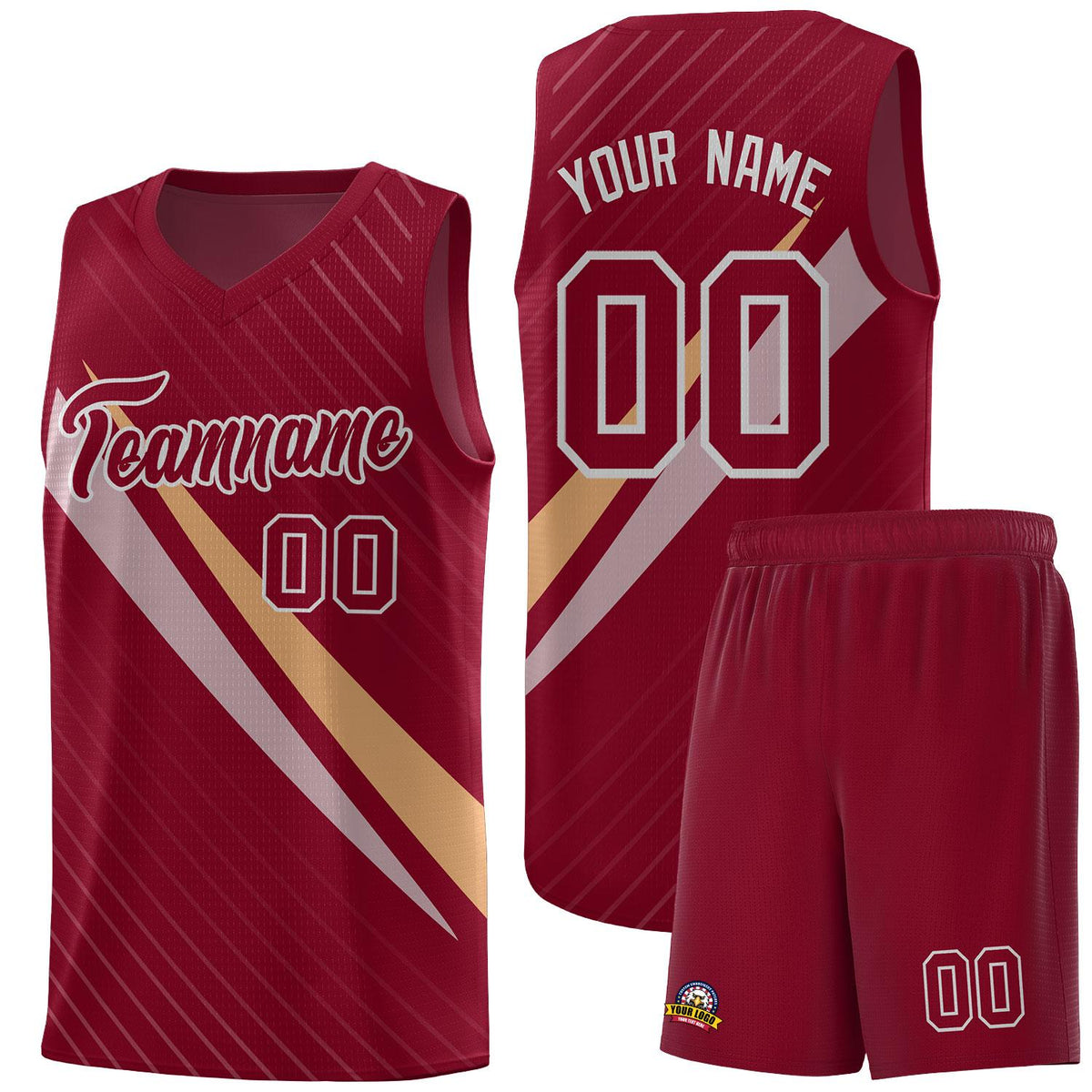 Custom Crimson Diagonal Pinstripe Pattern Color Block Sports Uniform Basketball Jersey