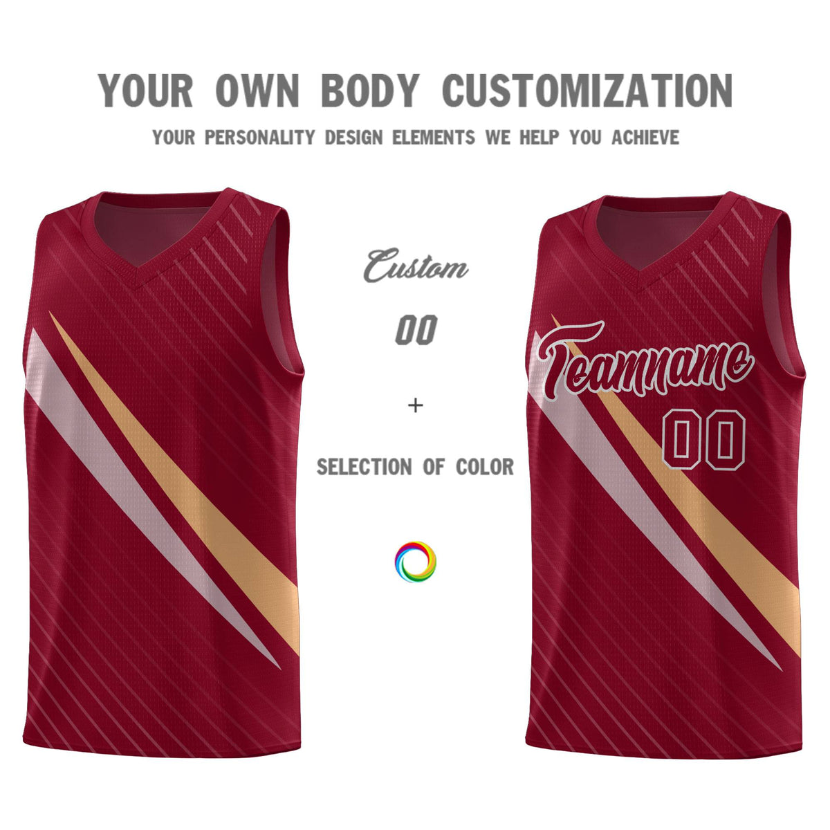 Custom Crimson Diagonal Pinstripe Pattern Color Block Sports Uniform Basketball Jersey
