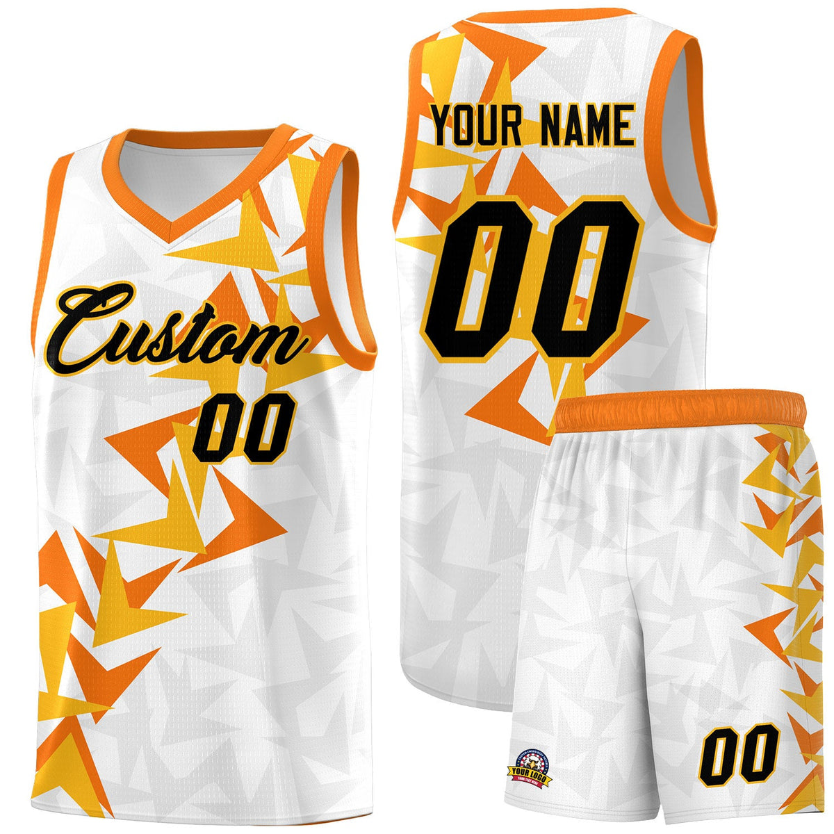 Custom White Boomerang Pattern Sets Basketball Jersey