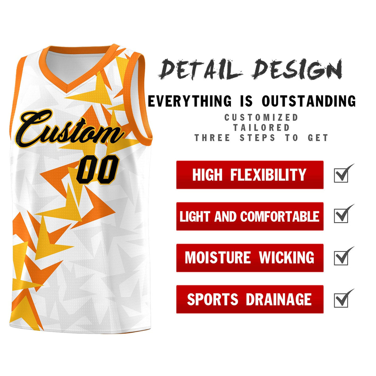 Custom White Boomerang Pattern Sets Basketball Jersey