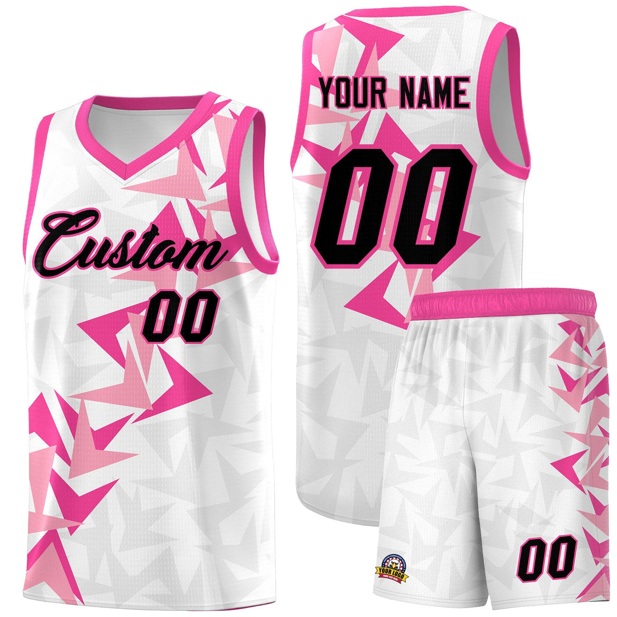 Custom White Boomerang Pattern Sets Basketball Jersey