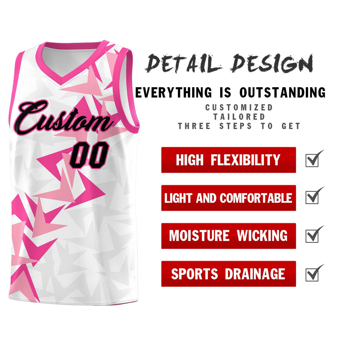 Custom White Boomerang Pattern Sets Basketball Jersey