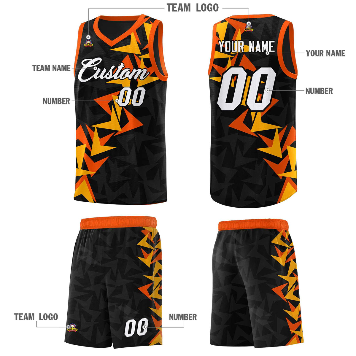 Custom Black Boomerang Pattern Sets Basketball Jersey