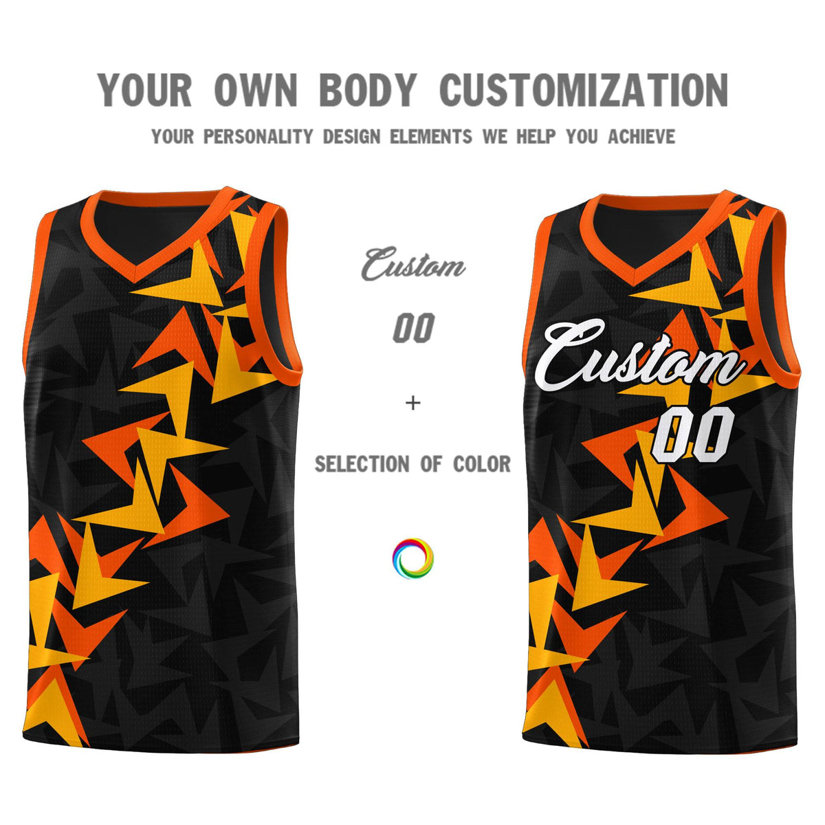 Custom Black Boomerang Pattern Sets Basketball Jersey