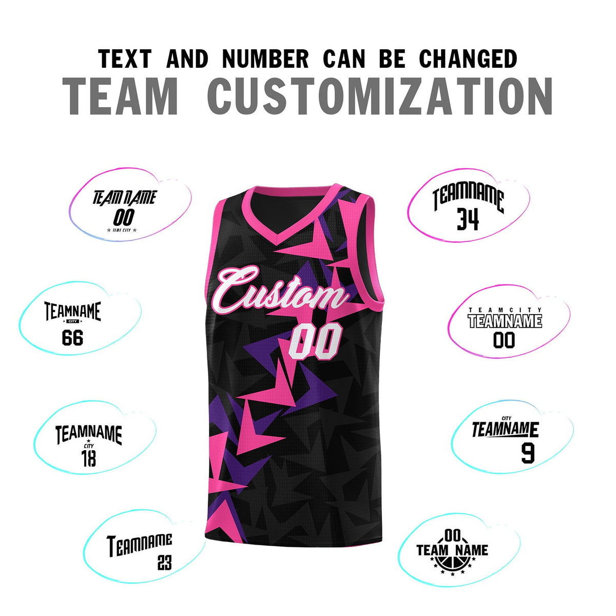Custom Black Boomerang Pattern Sets Basketball Jersey