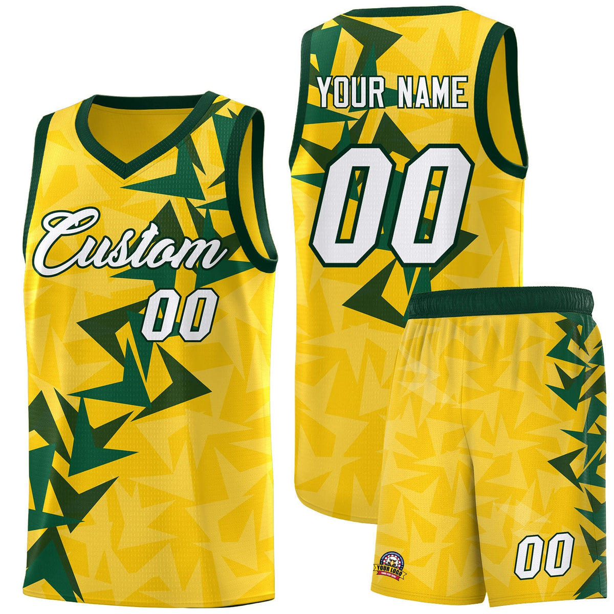 Custom Gold Boomerang Pattern Sets Basketball Jersey