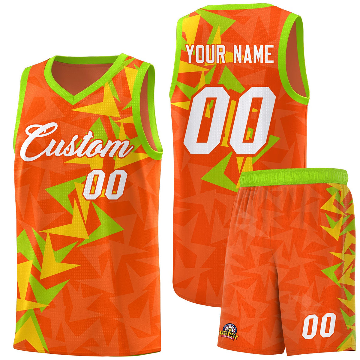 Custom Orange Boomerang Pattern Sets Basketball Jersey
