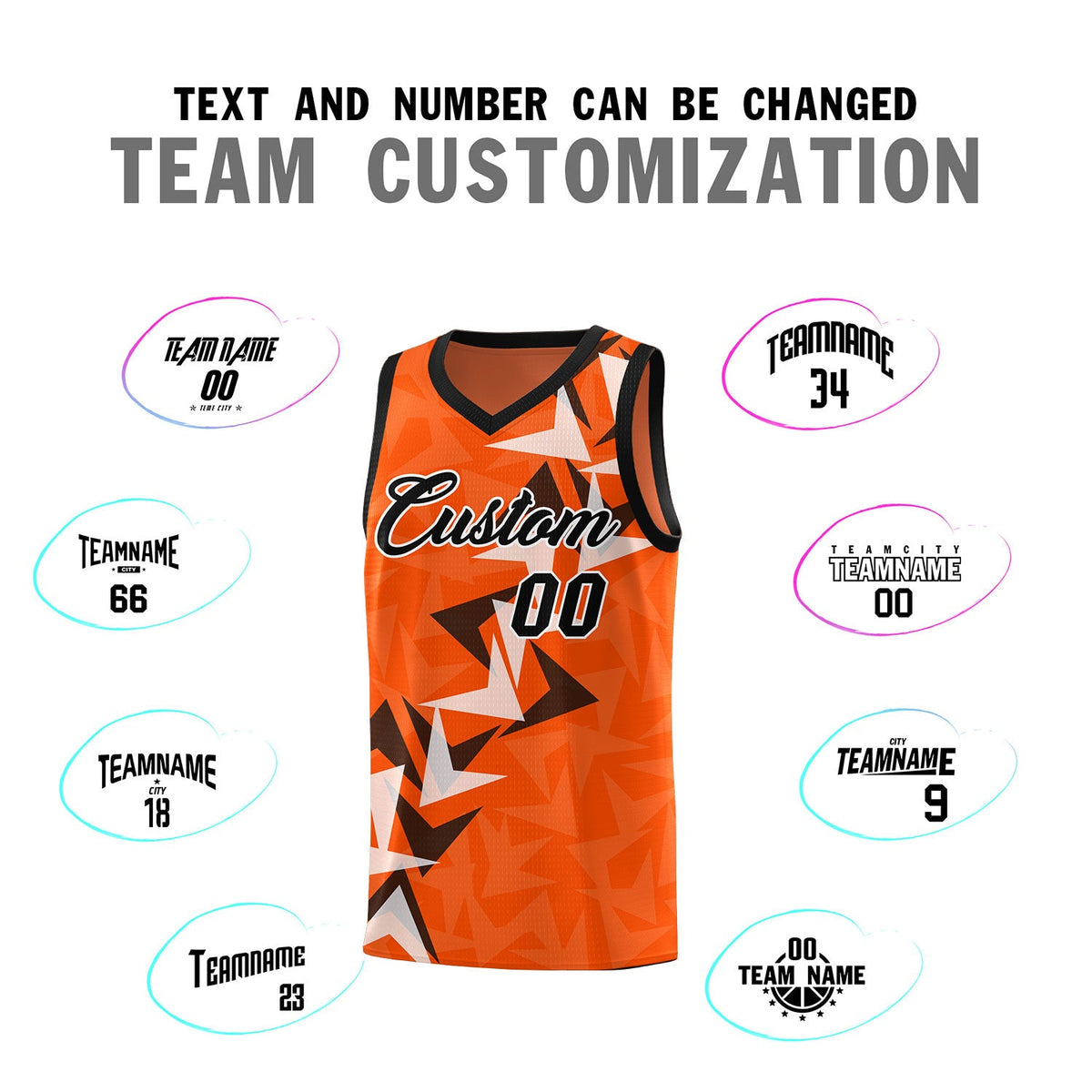 Custom Orange Boomerang Pattern Sets Basketball Jersey