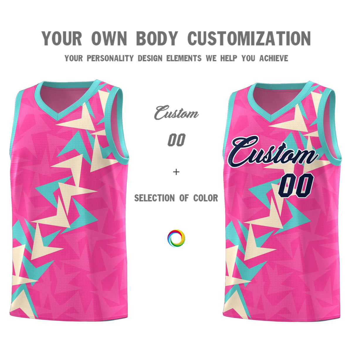 Custom Pink Boomerang Pattern Sets Basketball Jersey