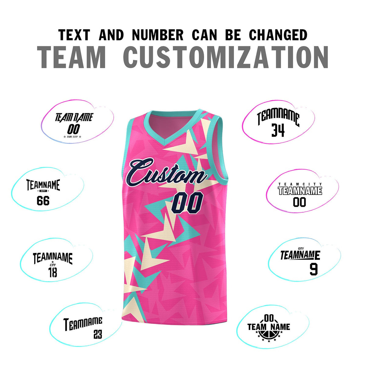 Custom Pink Boomerang Pattern Sets Basketball Jersey