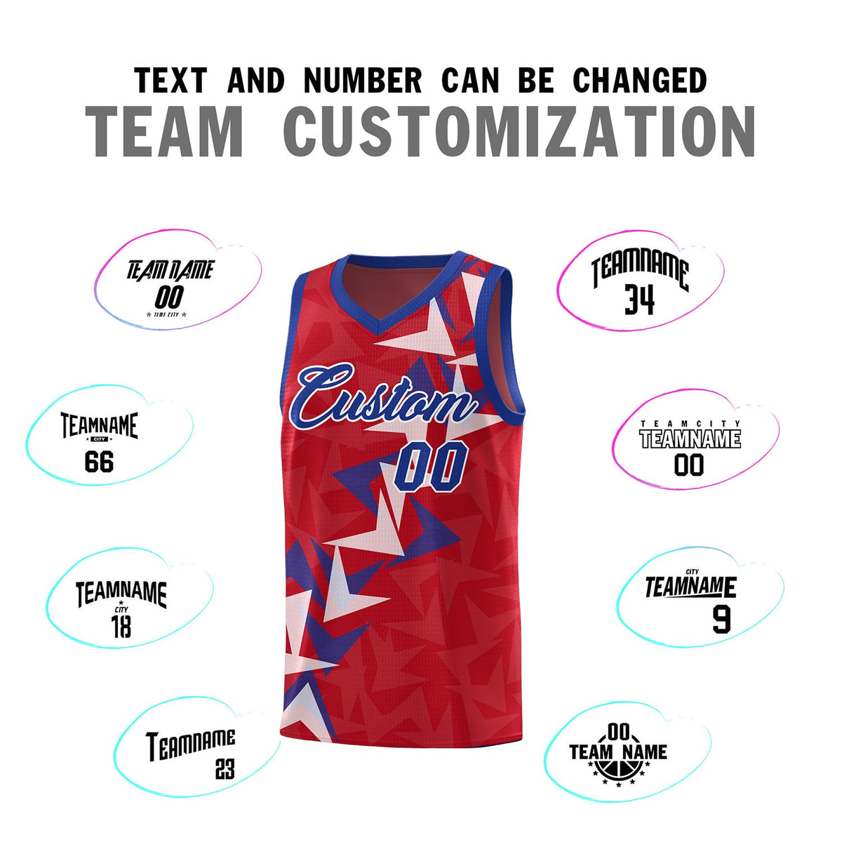 Custom Red Boomerang Pattern Sets Basketball Jersey