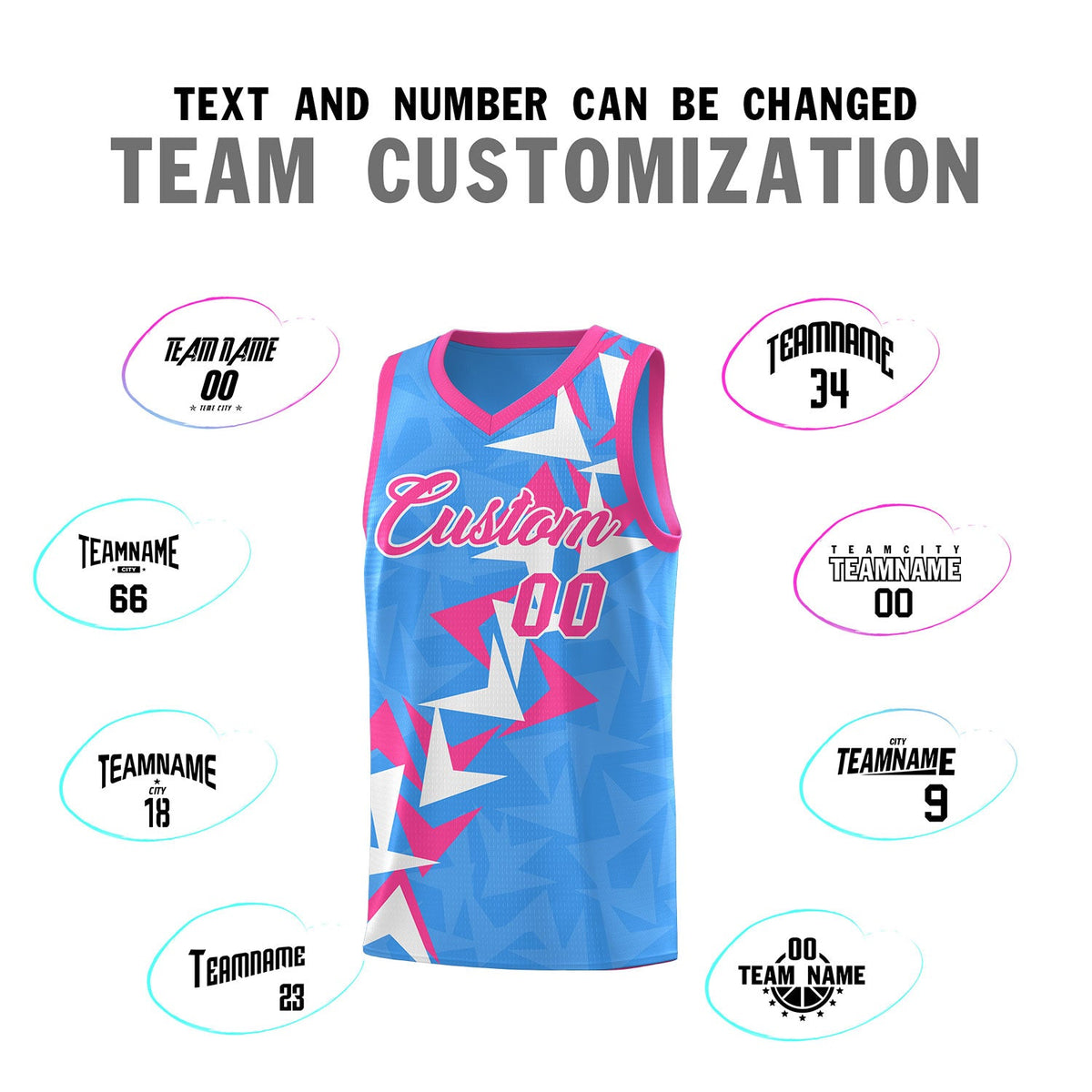 Custom Light Blue Boomerang Pattern Sets Basketball Jersey