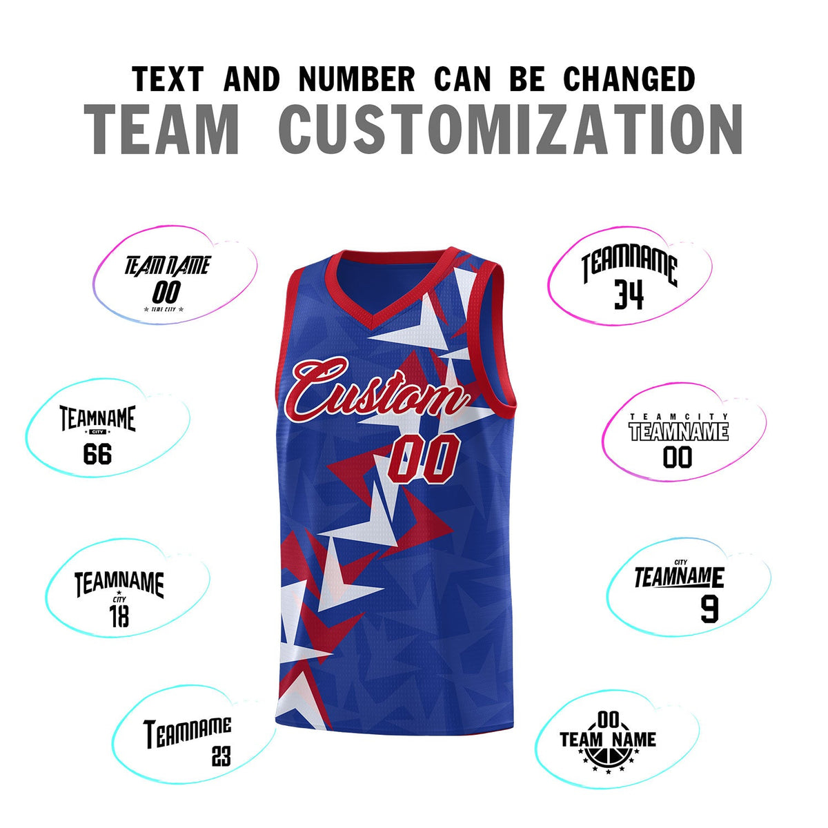 Custom Royal Boomerang Pattern Sets Basketball Jersey
