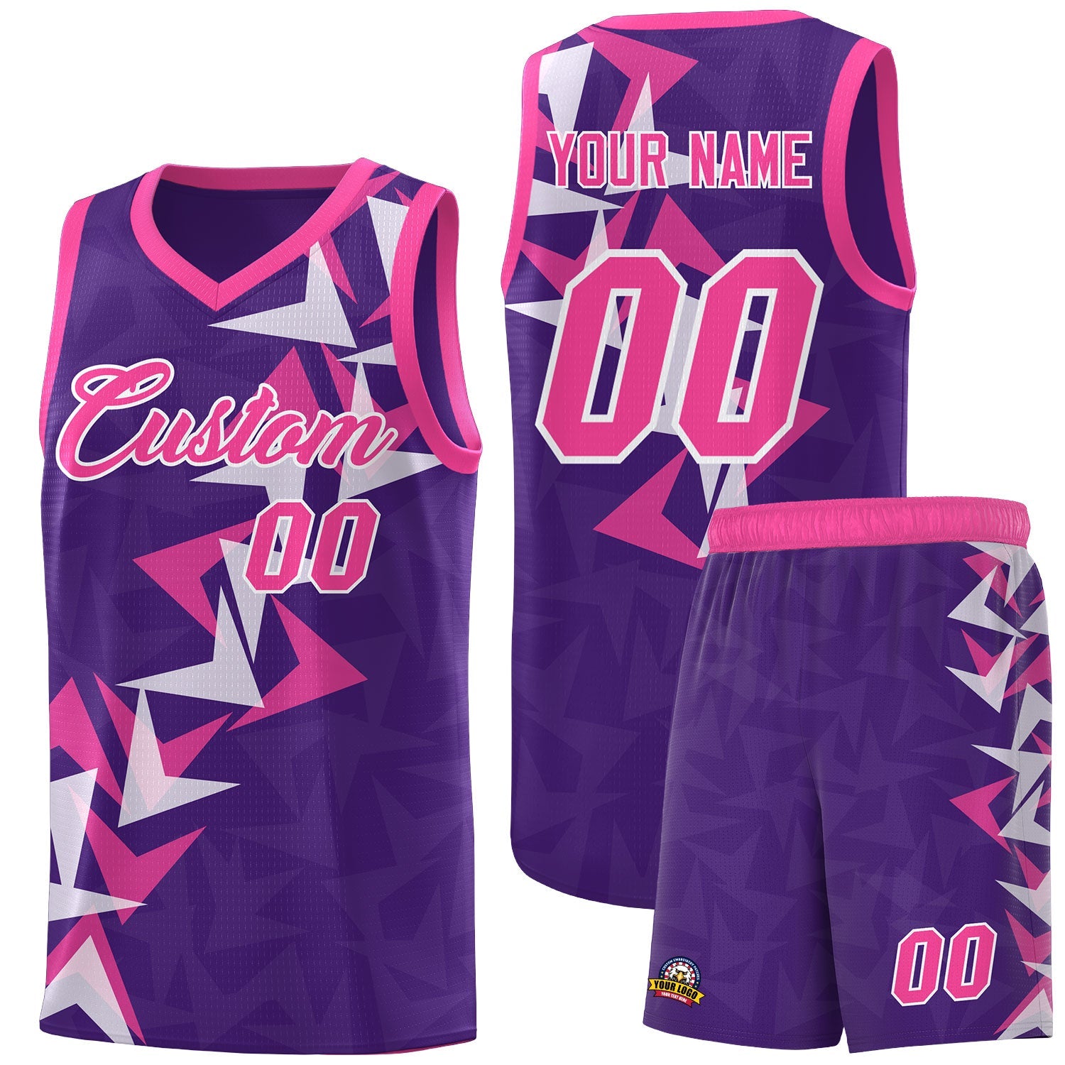 Custom Purple Boomerang Pattern Sets Basketball Jersey