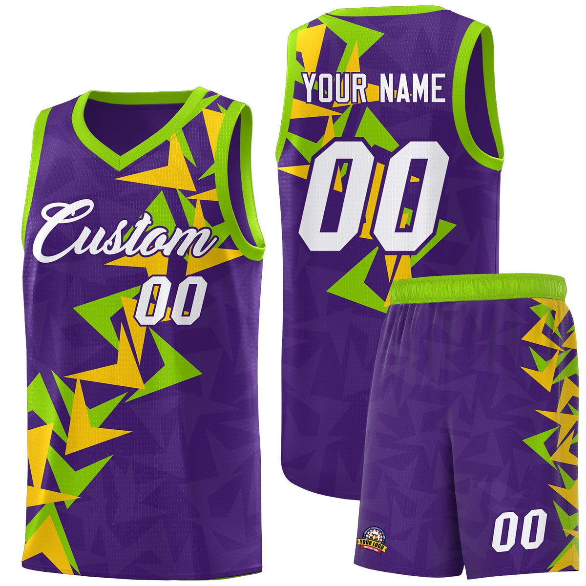 Custom Purple Boomerang Pattern Sets Basketball Jersey