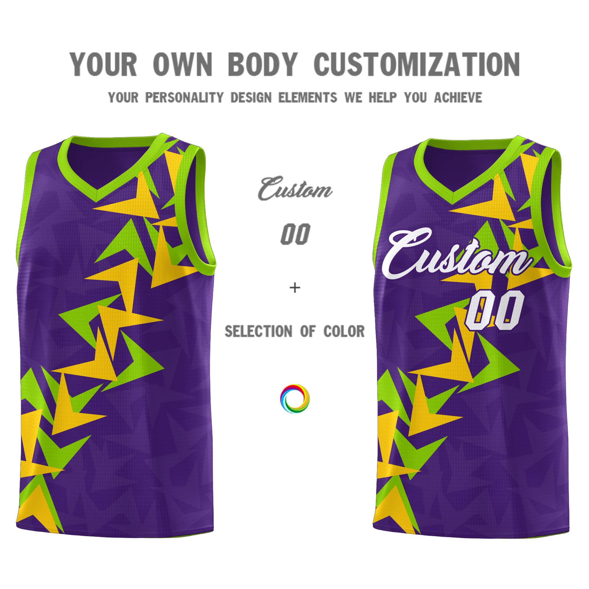 Custom Purple Boomerang Pattern Sets Basketball Jersey