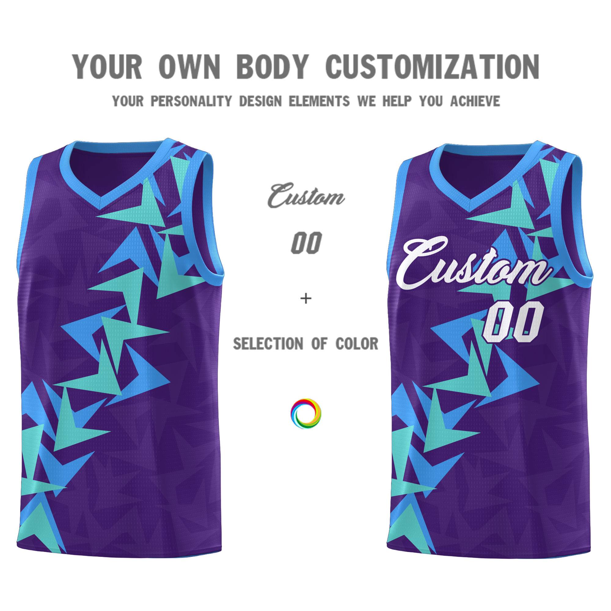 Custom Purple Boomerang Pattern Sets Basketball Jersey