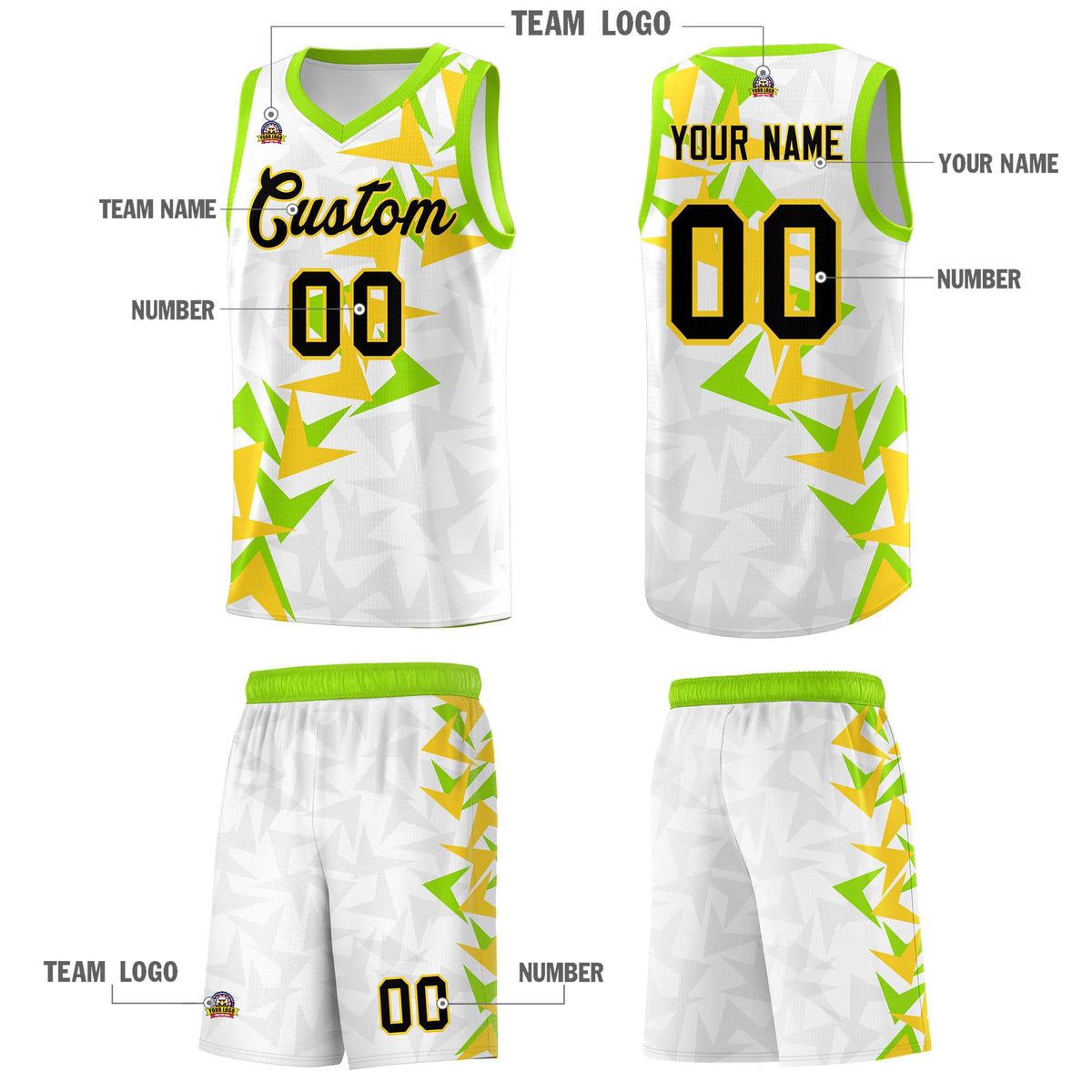Custom White Boomerang Pattern Sets Basketball Jersey