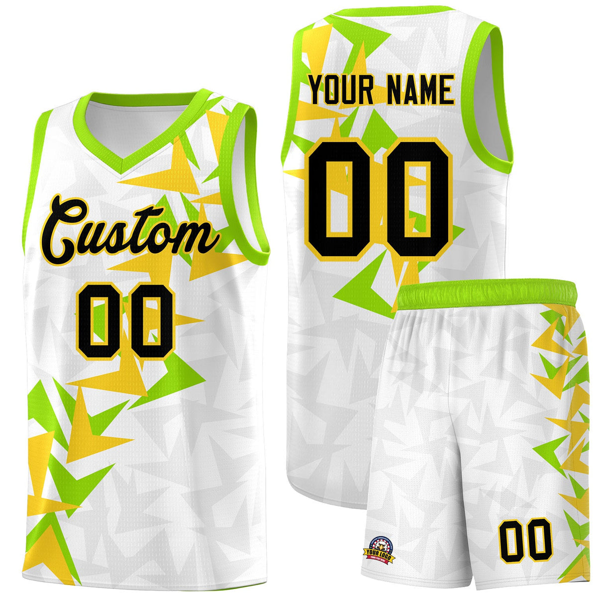 Custom White Boomerang Pattern Sets Basketball Jersey