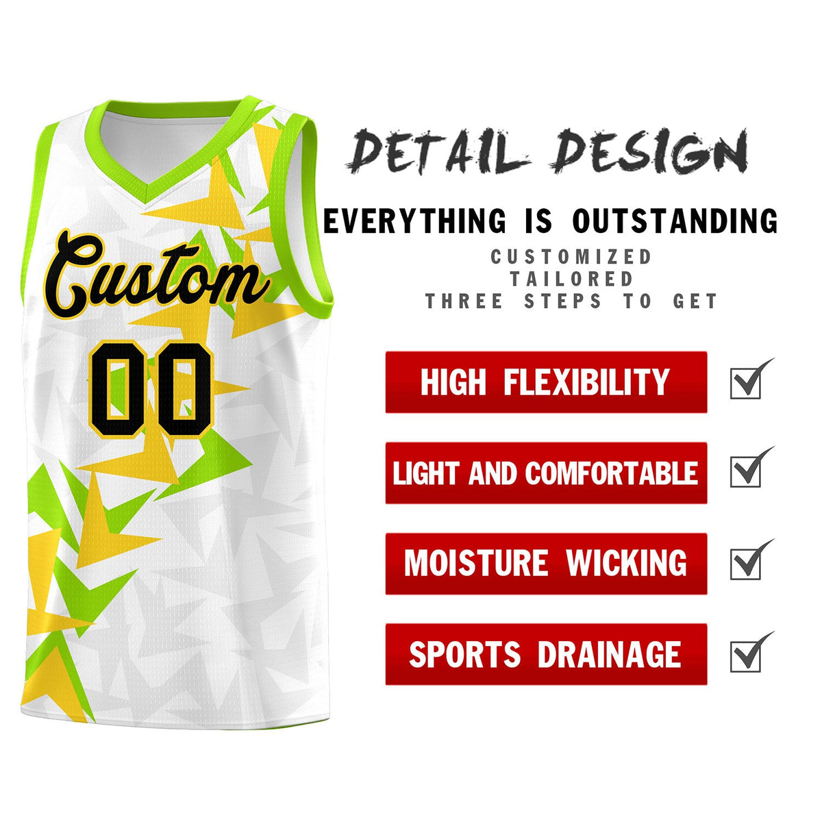 Custom White Boomerang Pattern Sets Basketball Jersey