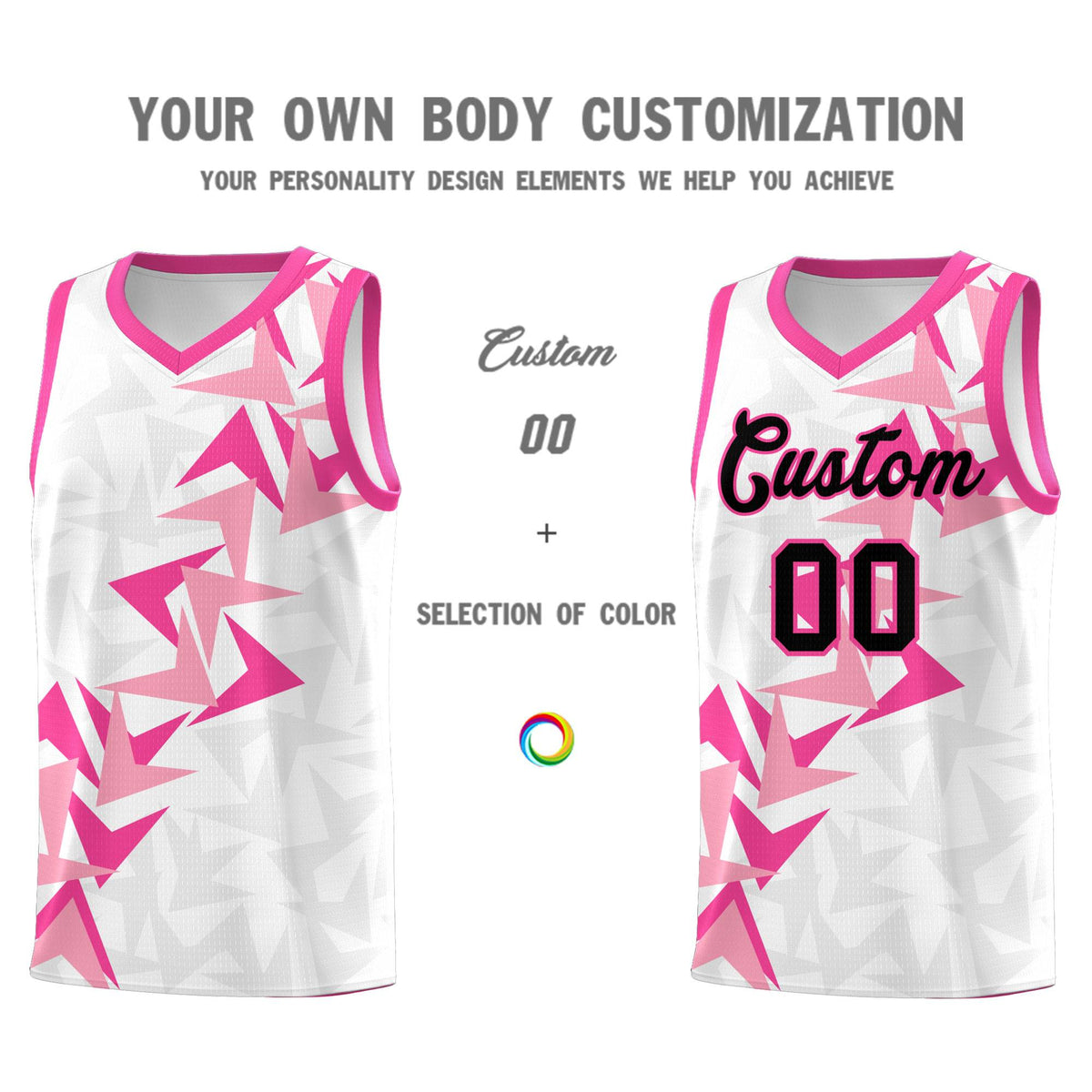 Custom White Boomerang Pattern Sets Basketball Jersey
