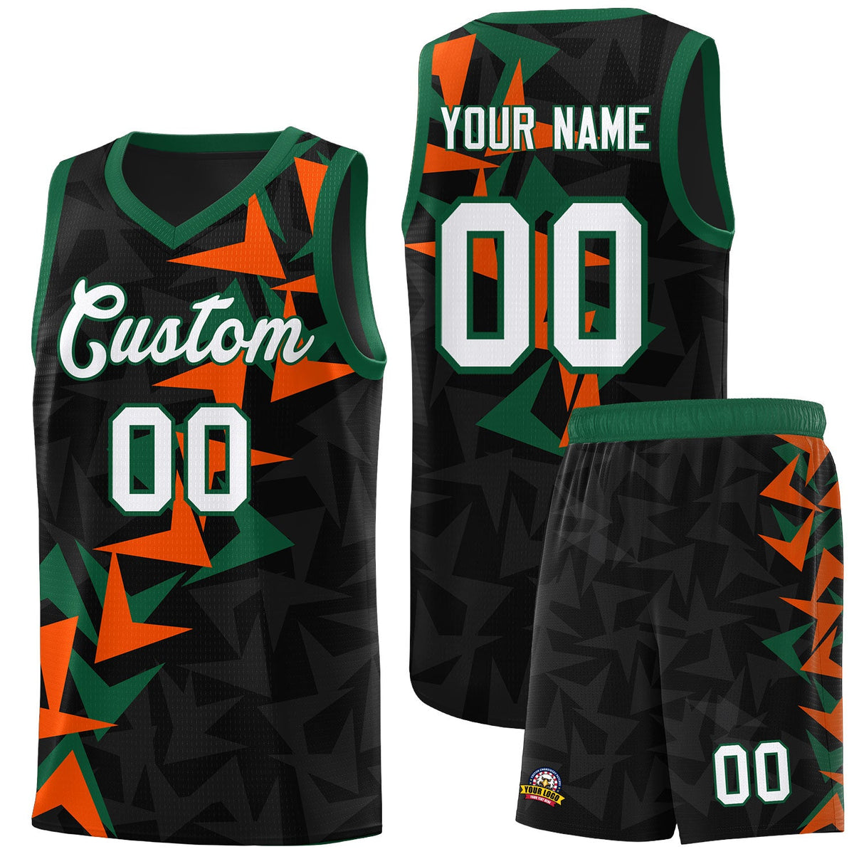 Custom Black Boomerang Pattern Sets Basketball Jersey