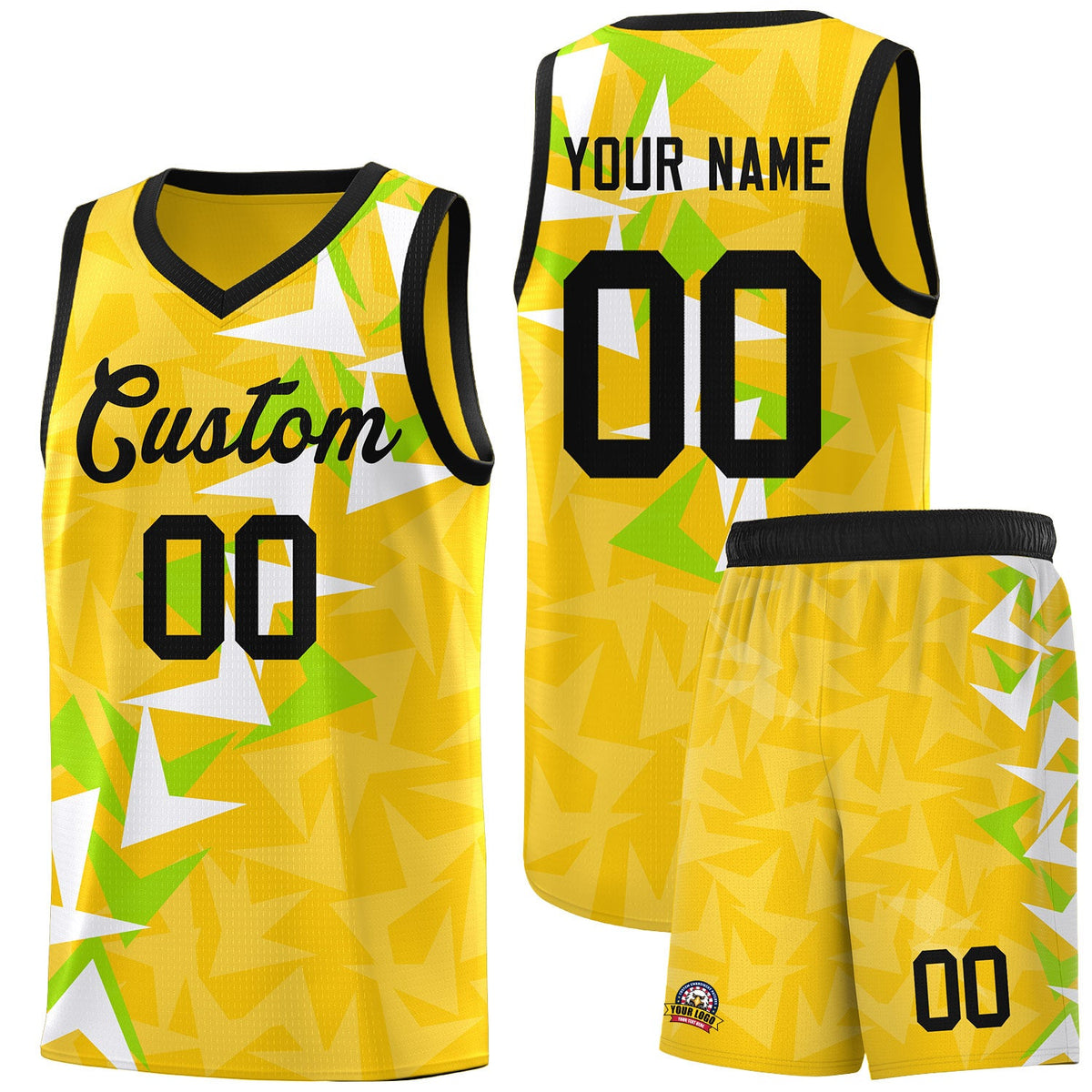 Custom Gold Boomerang Pattern Sets Basketball Jersey