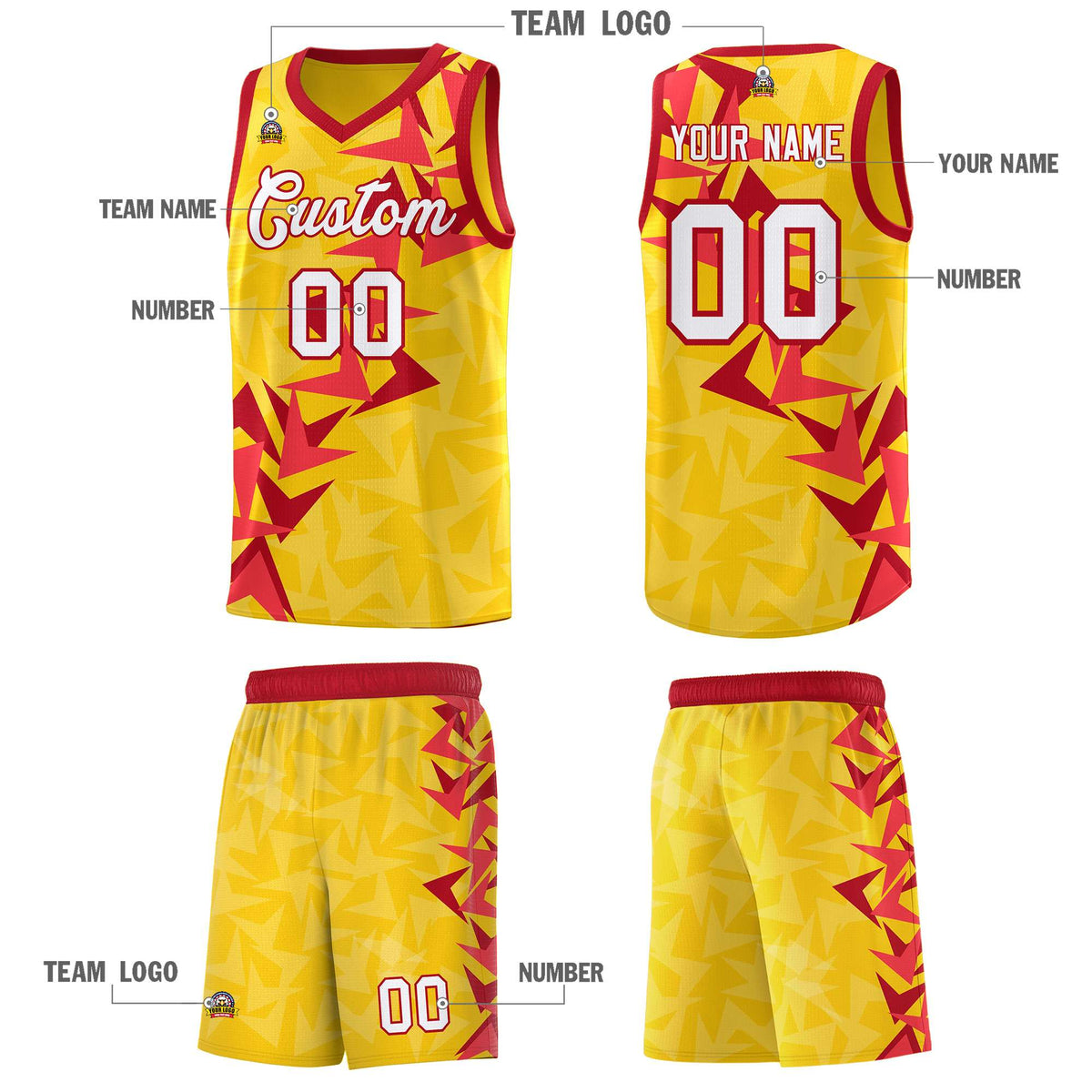Custom Gold Boomerang Pattern Sets Basketball Jersey