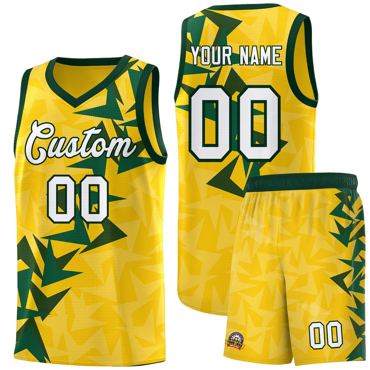 Custom Gold Boomerang Pattern Sets Basketball Jersey