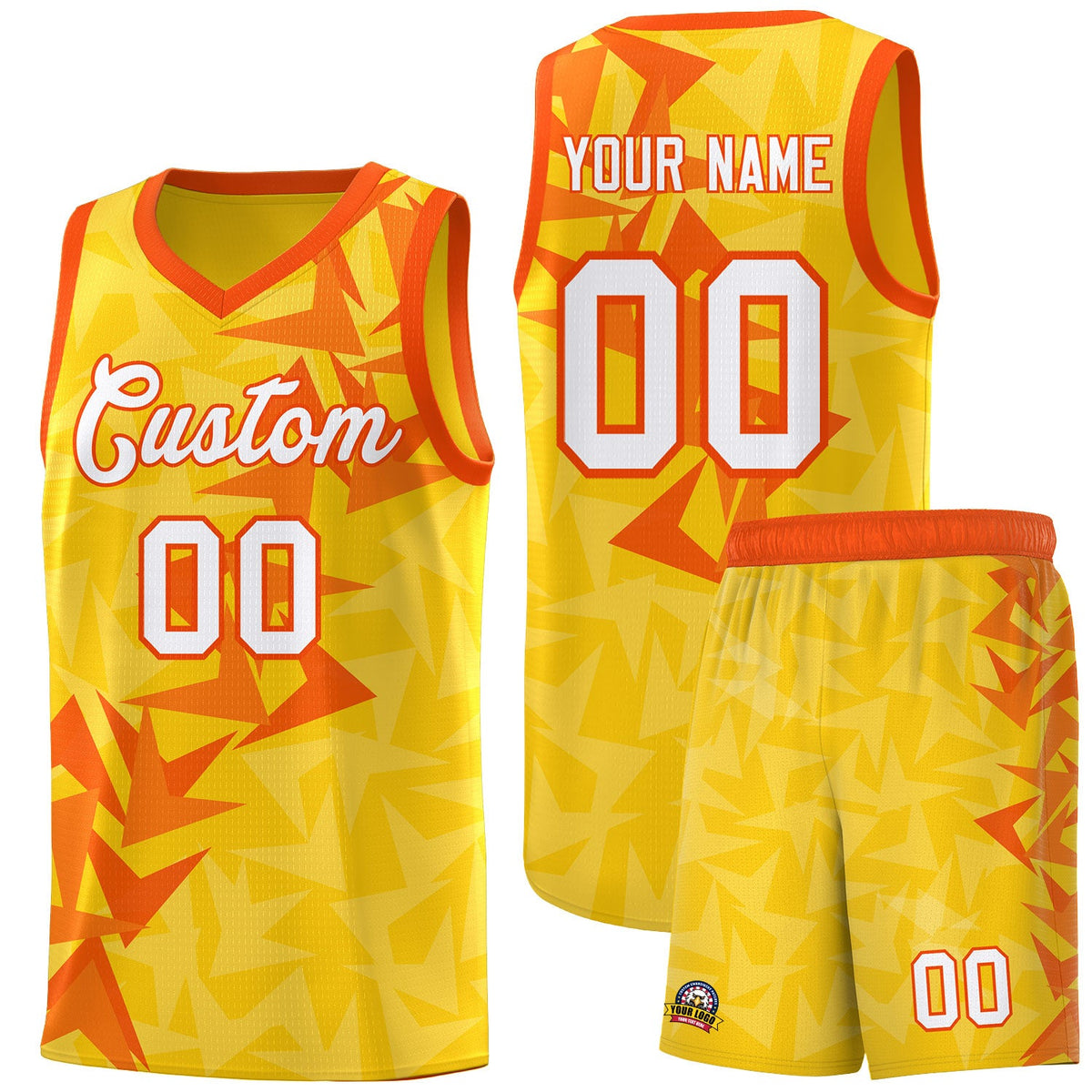Custom Gold Boomerang Pattern Sets Basketball Jersey