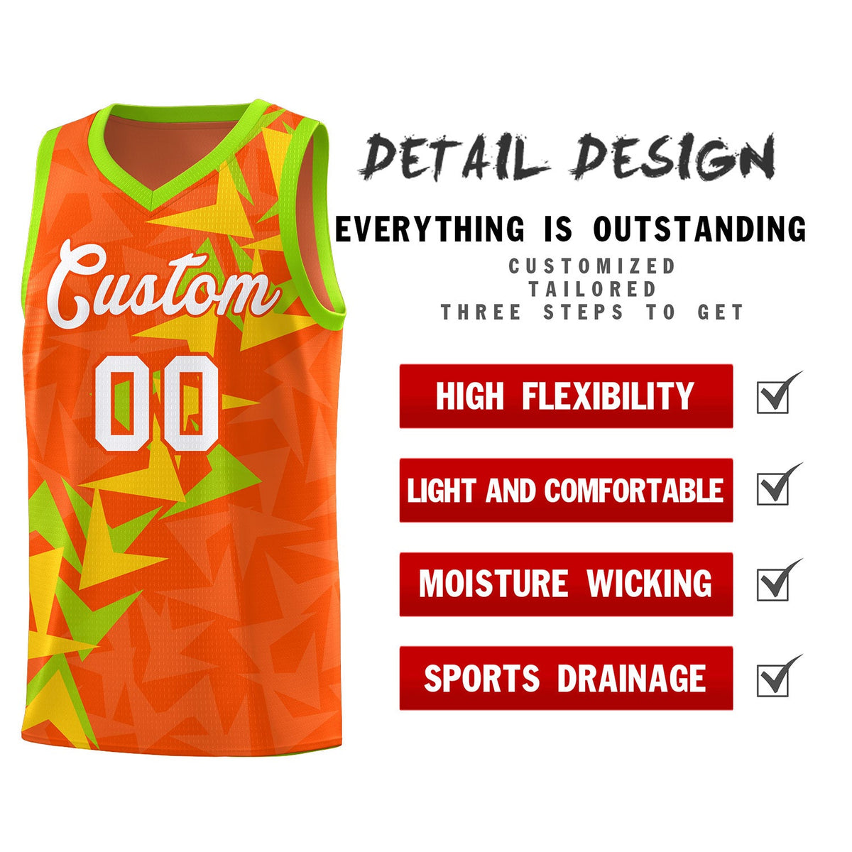 Custom Orange Boomerang Pattern Sets Basketball Jersey
