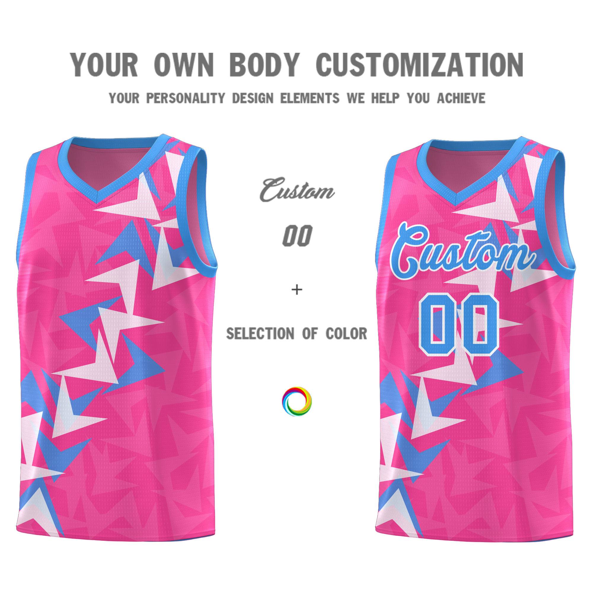 Custom Pink Boomerang Pattern Sets Basketball Jersey