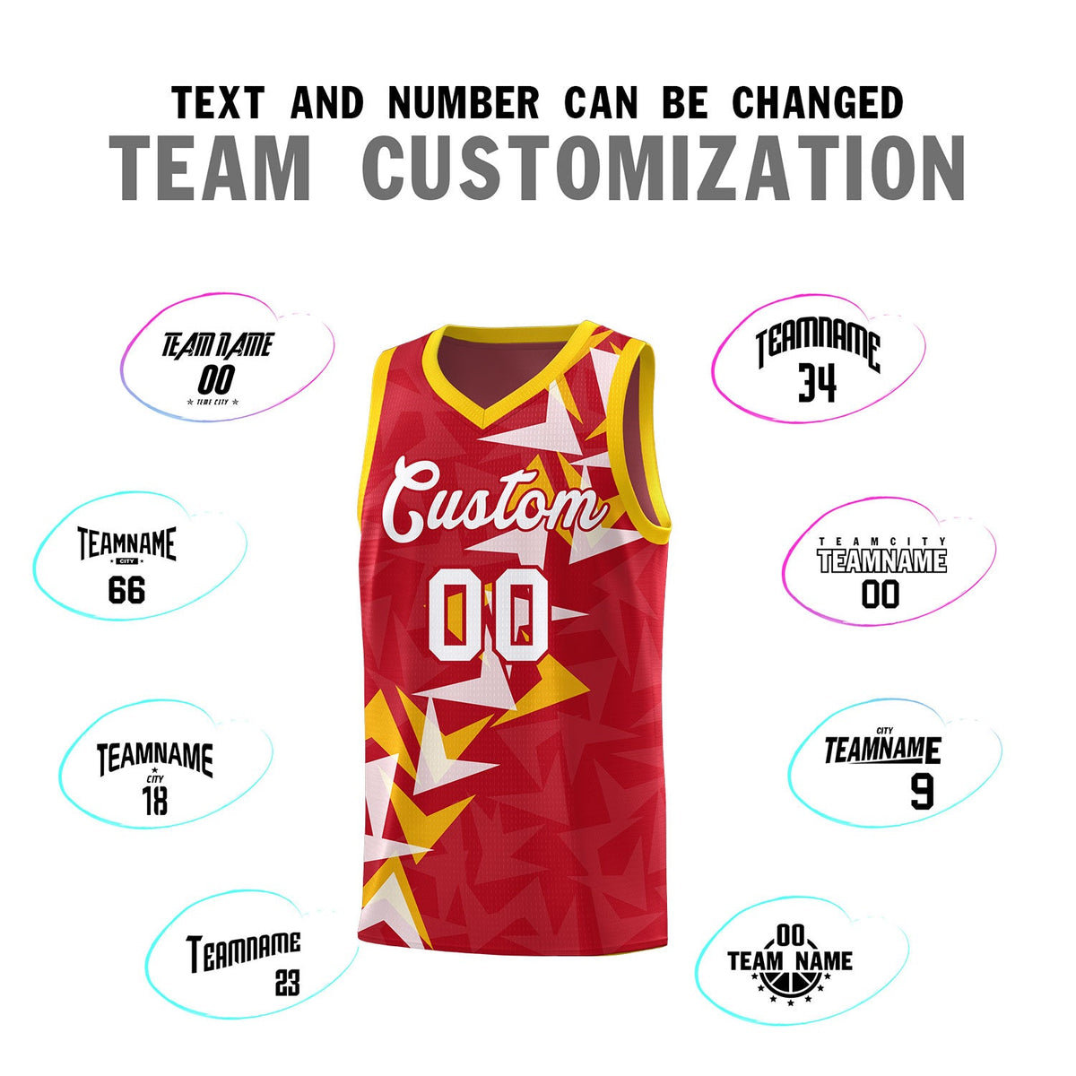 Custom Red Boomerang Pattern Sets Basketball Jersey