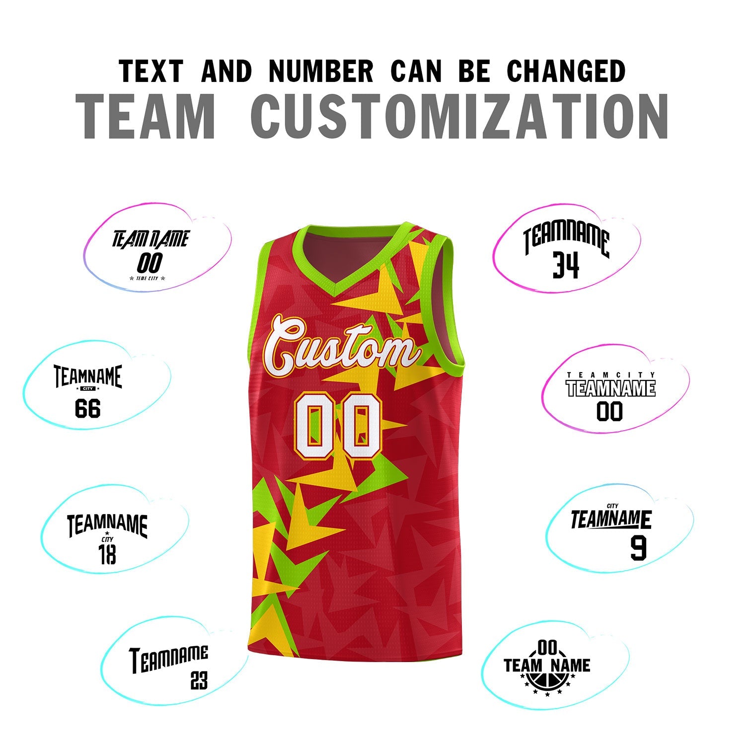 Custom Red Boomerang Pattern Sets Basketball Jersey