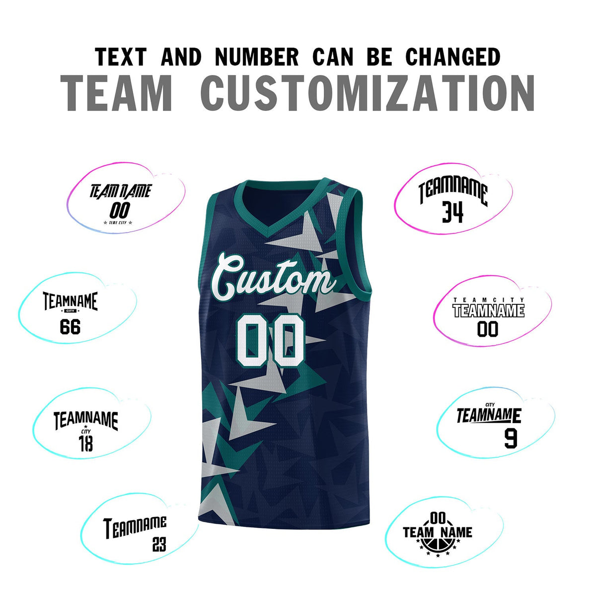 Custom Navy Boomerang Pattern Sets Basketball Jersey
