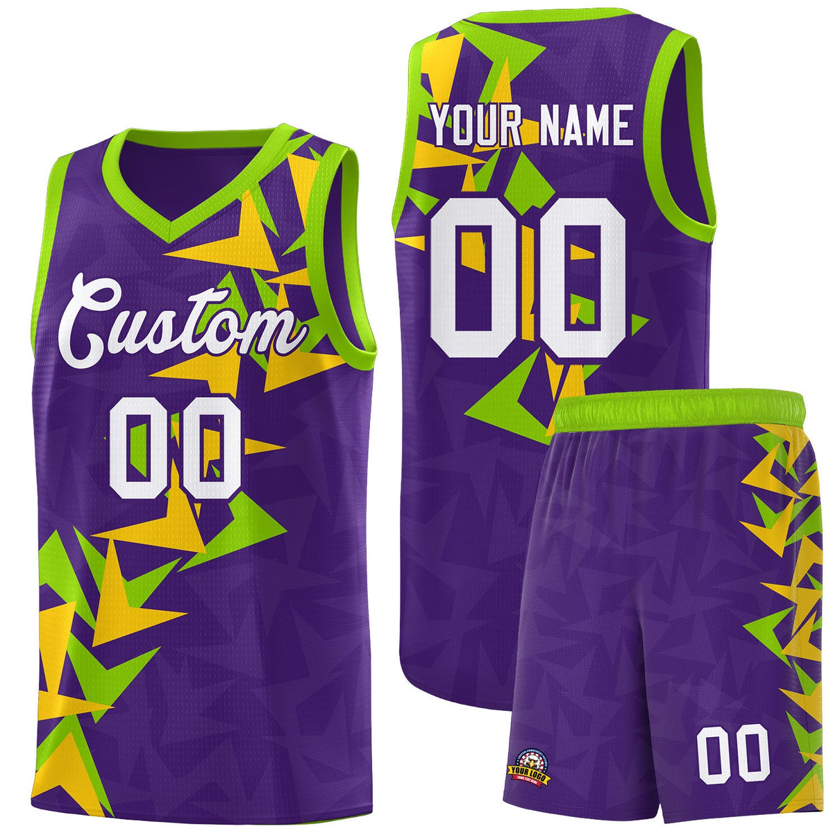 Custom Purple Boomerang Pattern Sets Basketball Jersey
