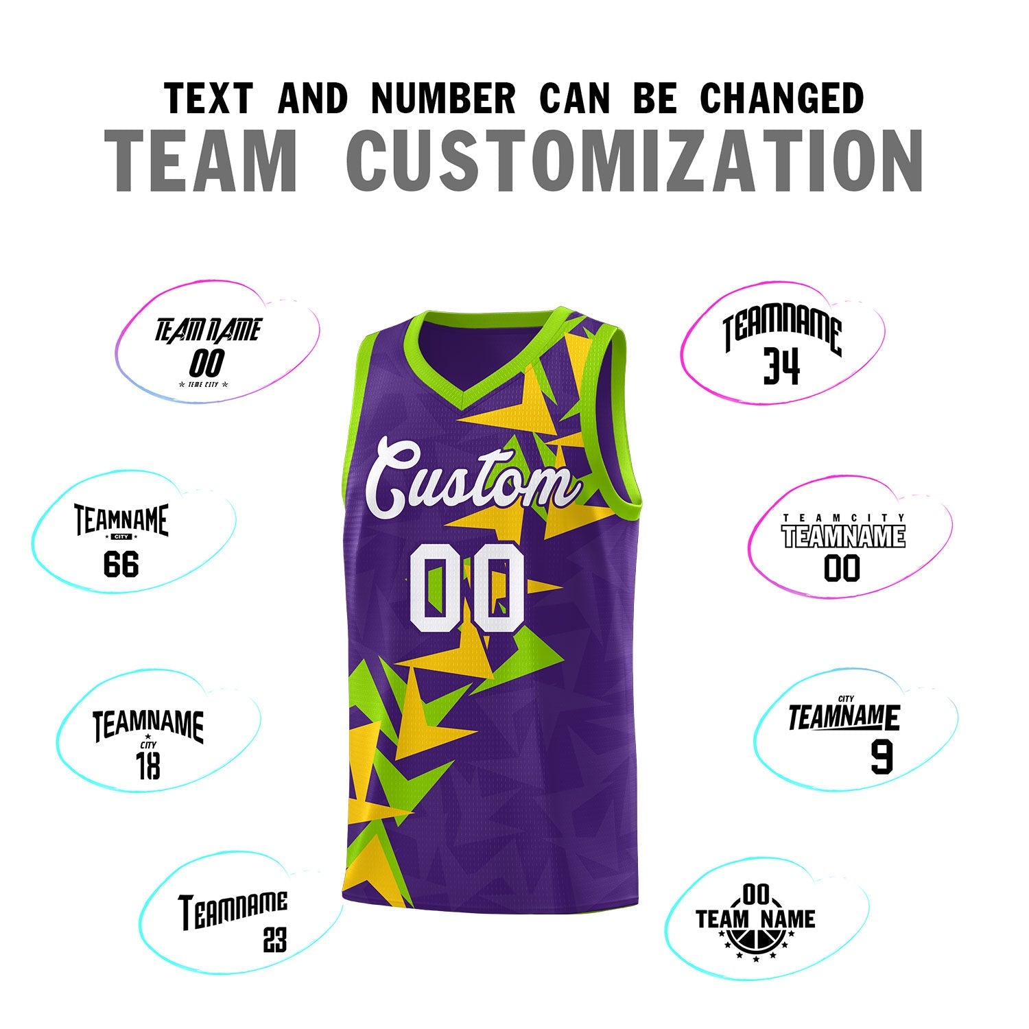 Custom Purple Boomerang Pattern Sets Basketball Jersey