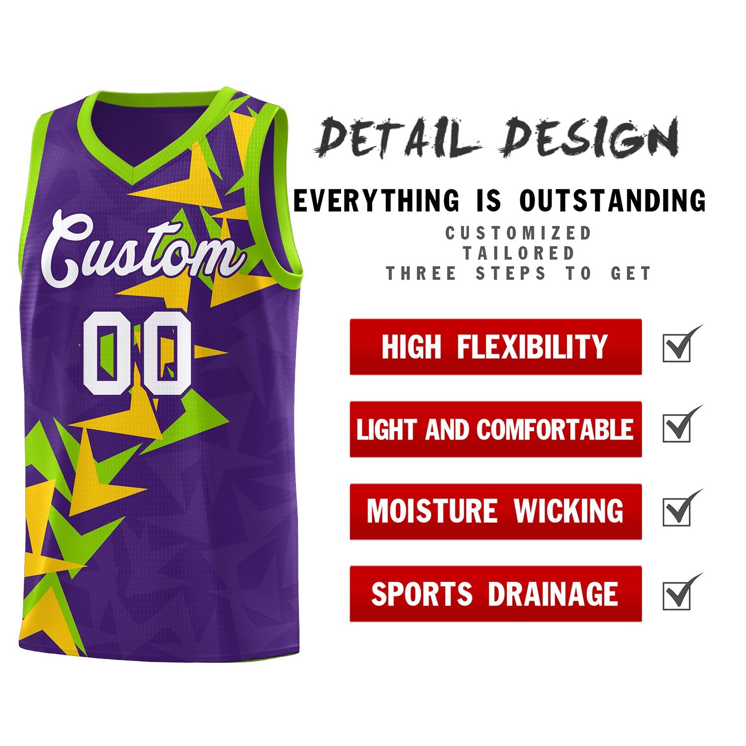 Custom Purple Boomerang Pattern Sets Basketball Jersey