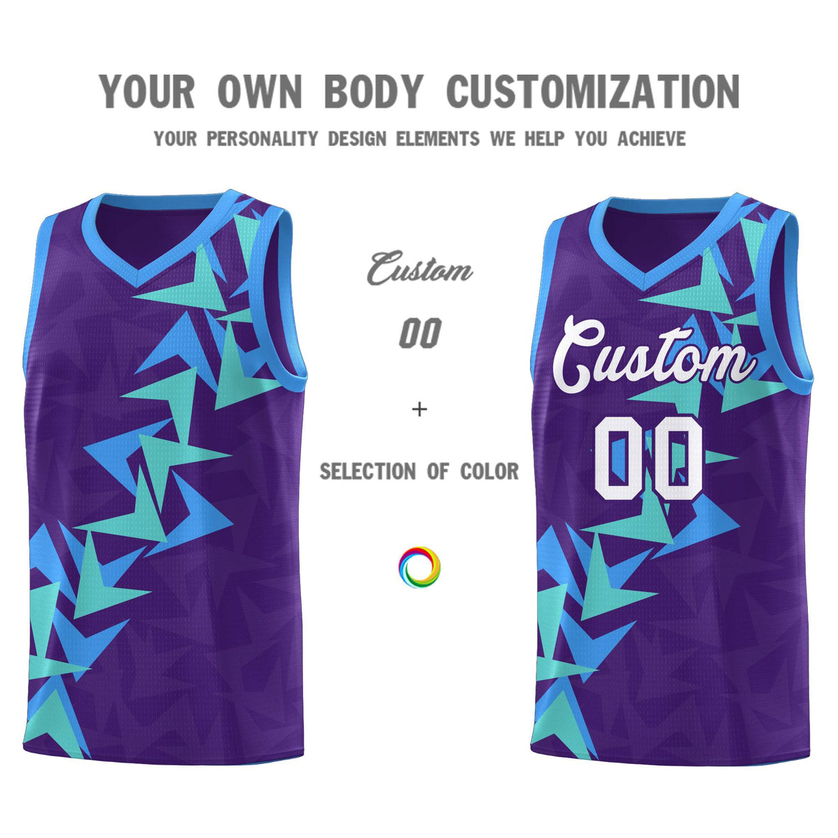 Custom Purple Boomerang Pattern Sets Basketball Jersey