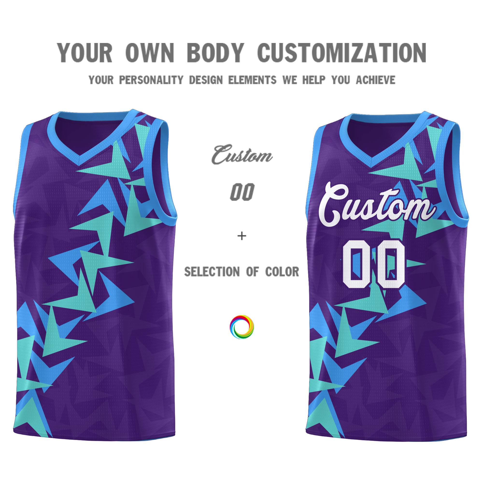Custom Purple Boomerang Pattern Sets Basketball Jersey