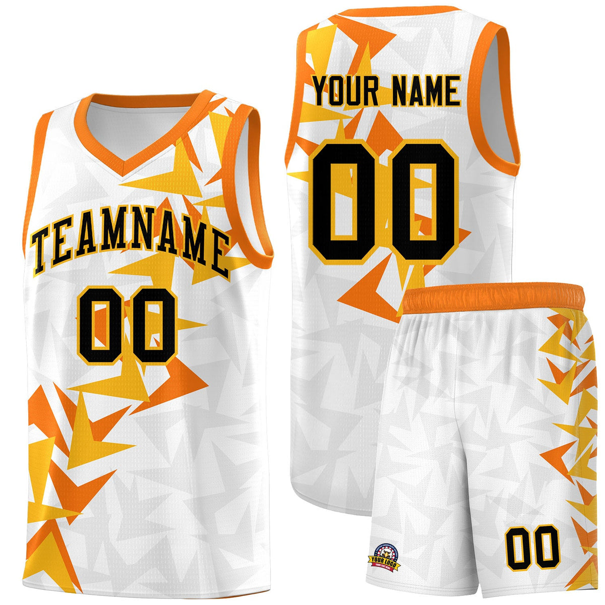 Custom White Boomerang Pattern Sets Basketball Jersey