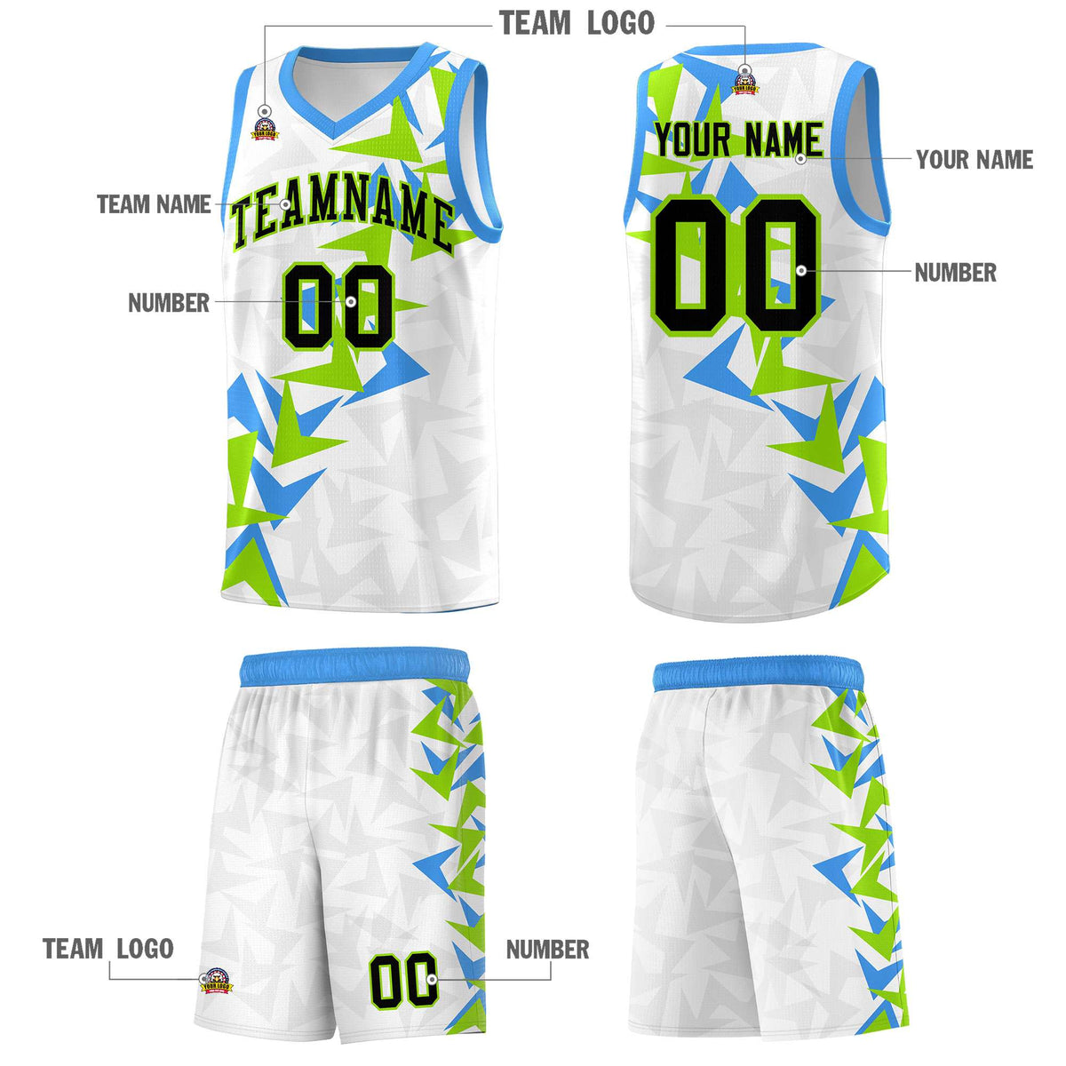 Custom White Boomerang Pattern Sets Basketball Jersey