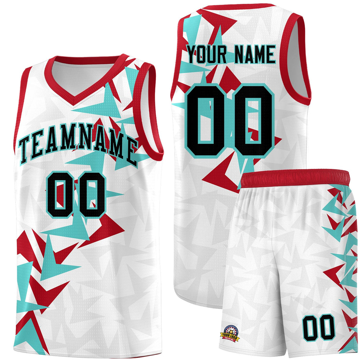 Custom White Boomerang Pattern Sets Basketball Jersey
