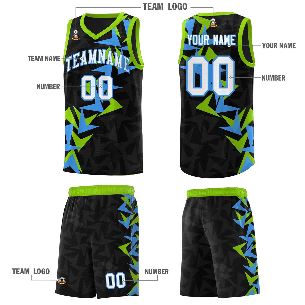 Custom Black Boomerang Pattern Sets Basketball Jersey