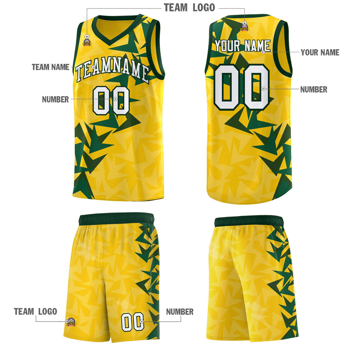 Custom Gold Boomerang Pattern Sets Basketball Jersey