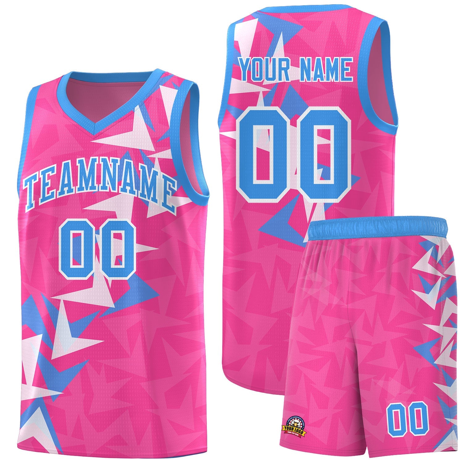 Custom Pink Boomerang Pattern Sets Basketball Jersey