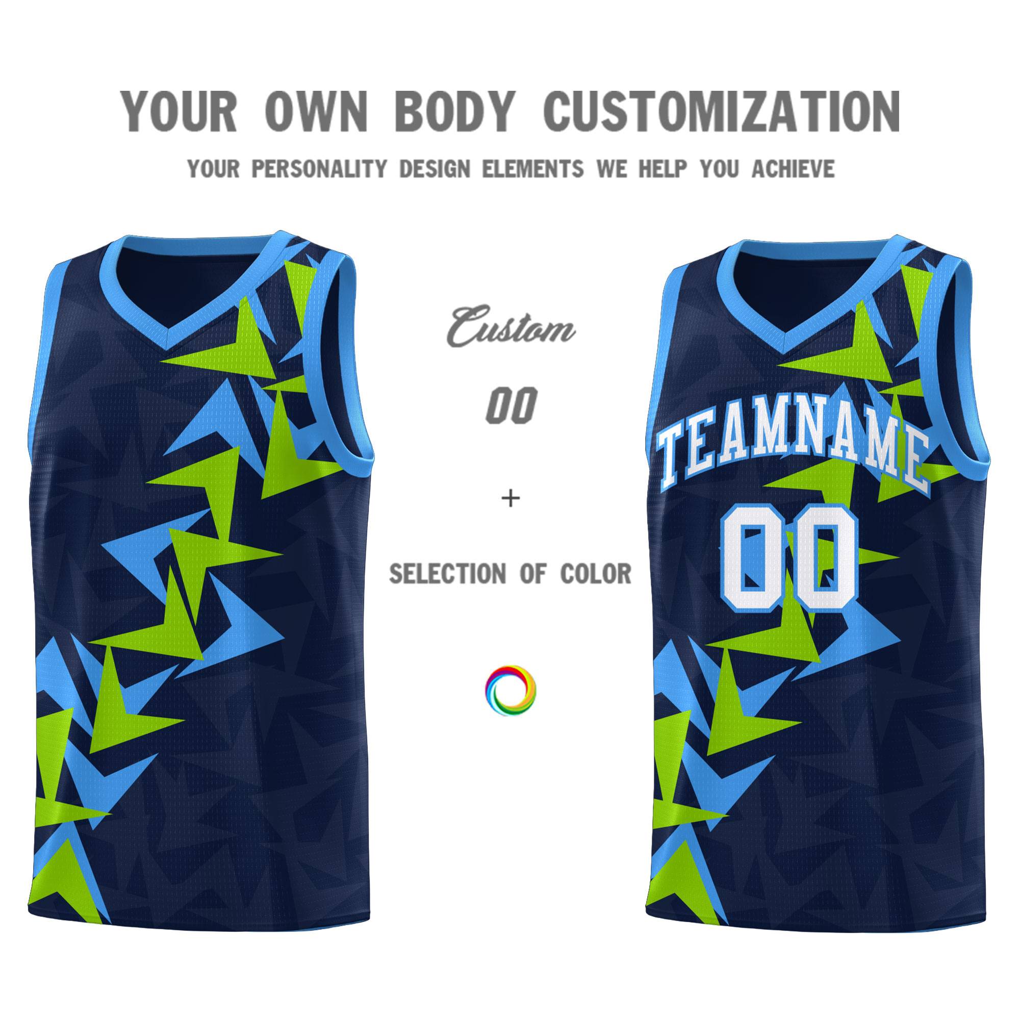 Custom Navy Boomerang Pattern Sets Basketball Jersey