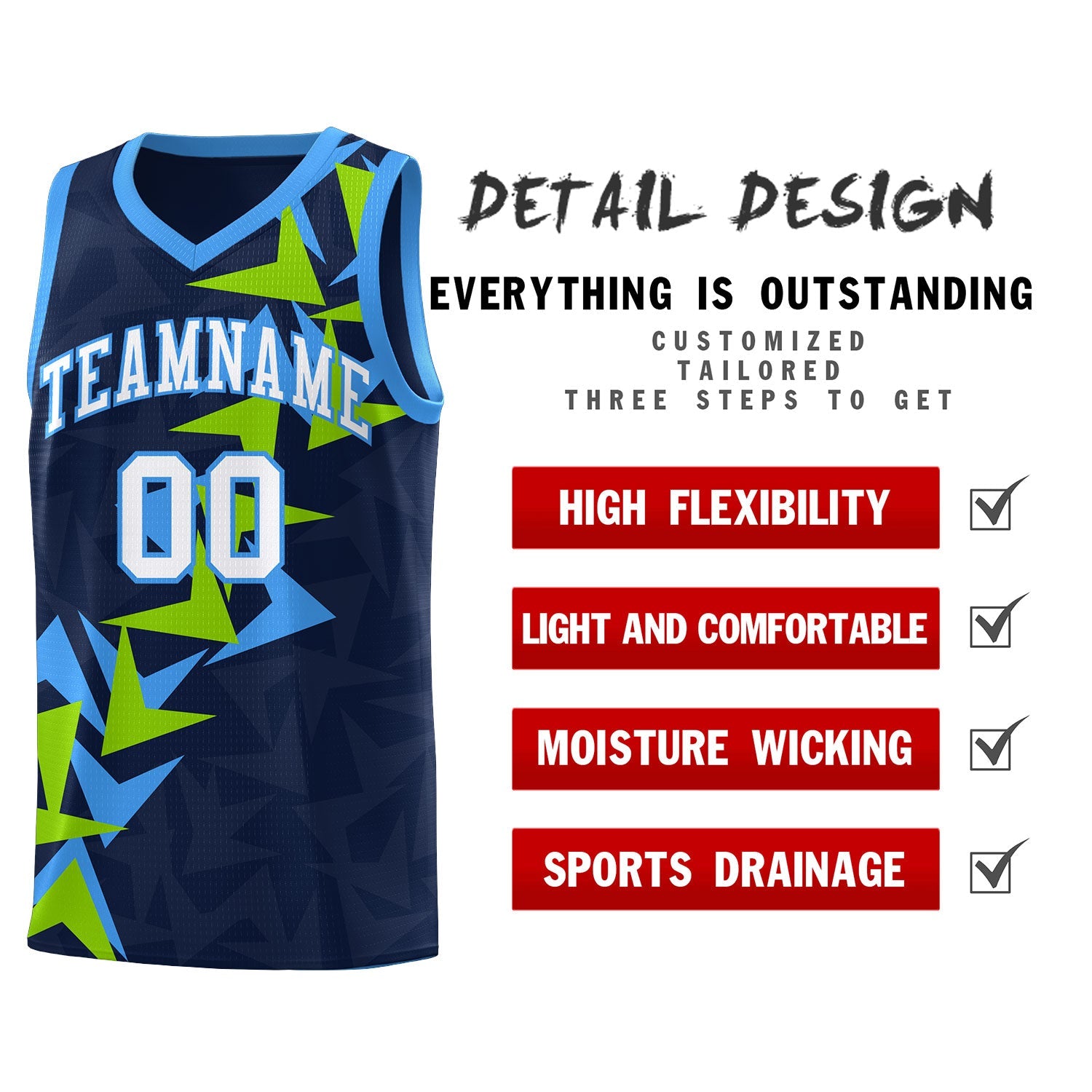 Custom Navy Boomerang Pattern Sets Basketball Jersey
