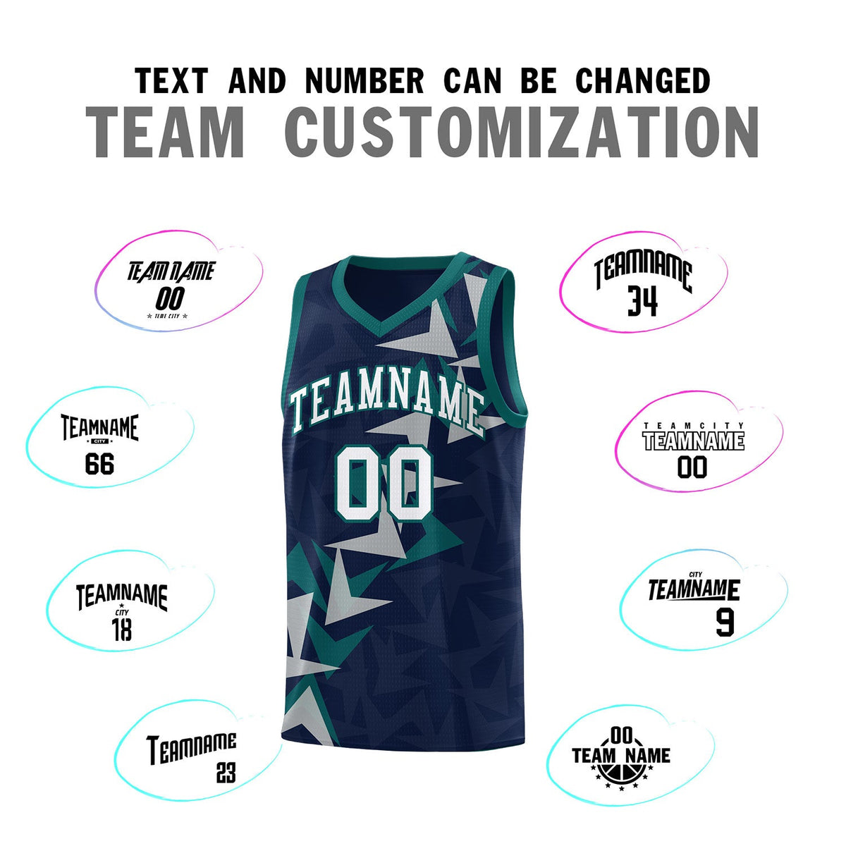 Custom Navy Boomerang Pattern Sets Basketball Jersey
